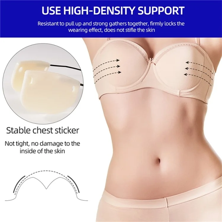 Invisible Adhesive Bra Backless Strapless Silicone Breast Lift Boob Tape Nipple Cover - U-type / Nude