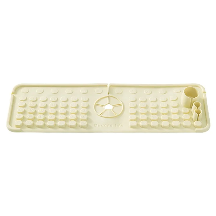 Keyboard Design TPR Sink Mat Draining Pad Countertop Anti Slip Splash Guard for Bathroom Kitchen - Beige