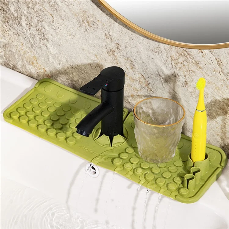 Keyboard Design TPR Sink Mat Draining Pad Countertop Anti Slip Splash Guard for Bathroom Kitchen - Beige