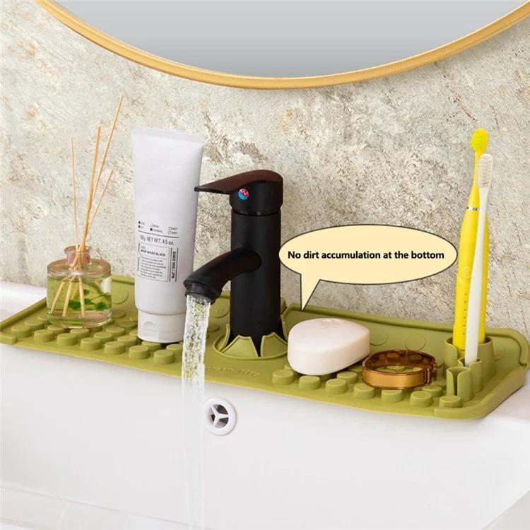 Keyboard Design TPR Sink Mat Draining Pad Countertop Anti Slip Splash Guard for Bathroom Kitchen - Beige
