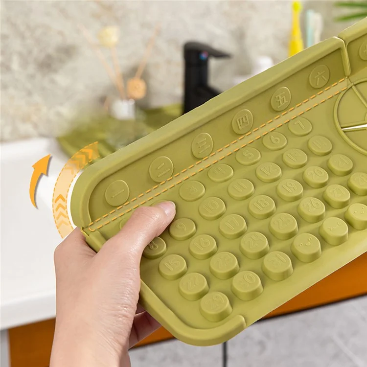 Keyboard Design TPR Sink Mat Draining Pad Countertop Anti Slip Splash Guard for Bathroom Kitchen - Beige