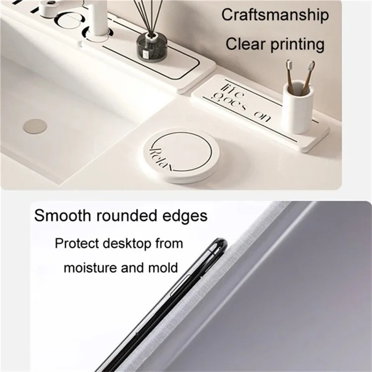 22.5 x 7cm Diatomite Drying Mat Absorbent Pad for Bathroom Sink Countertop Faucet Draining Pad - Style A