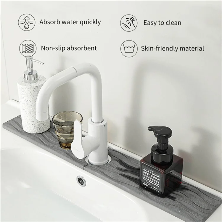 Diatomite Kitchen Drying Mat Absorbent Pad for Bathroom Sink Countertop Draining Mat - Dark Grey