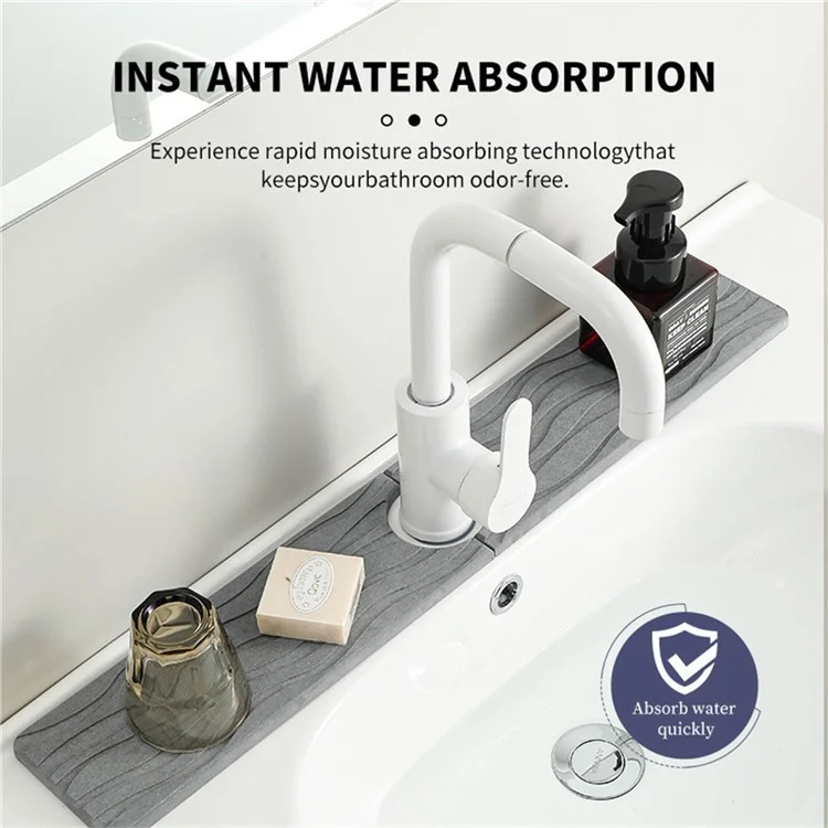 Diatomite Kitchen Drying Mat Absorbent Pad for Bathroom Sink Countertop Draining Mat - Dark Grey