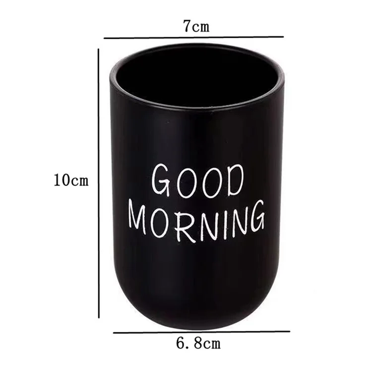 330ml Japanese Style Letters Design PP Toothbrush Holder Container Bathroom Rinse Cup - Black