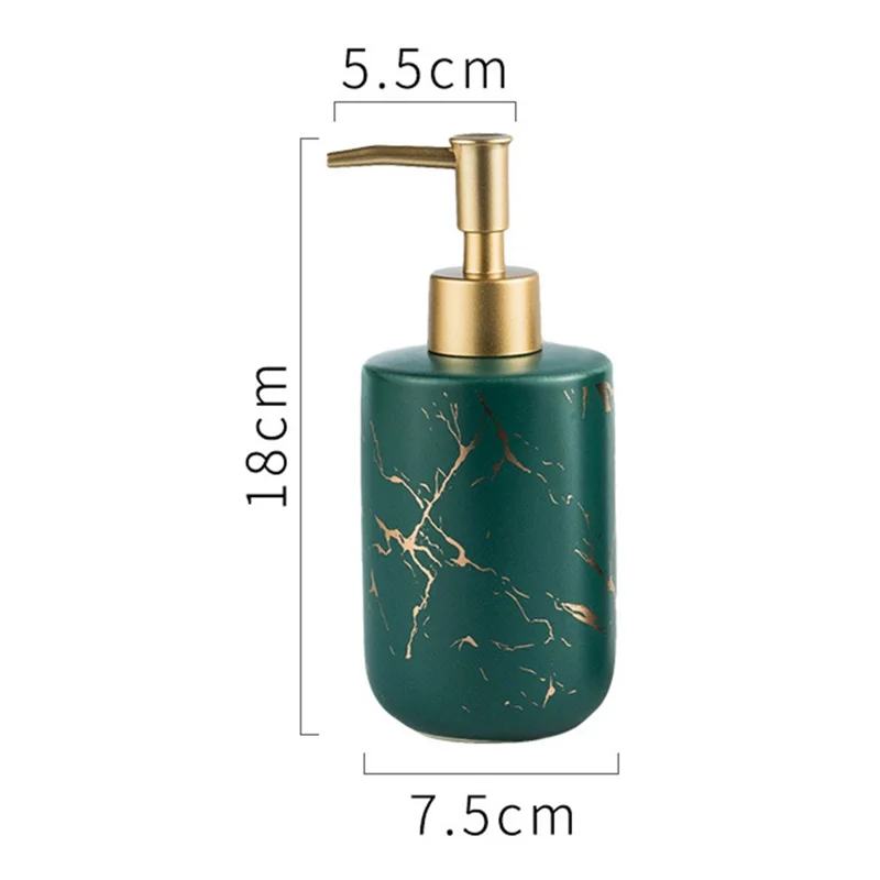 370ml Nordic Soap Dispenser Marble Texture Ceramic Refillable Pump Bottle for Shampoo / Body Wash / Hand Sanitizer - Matte White