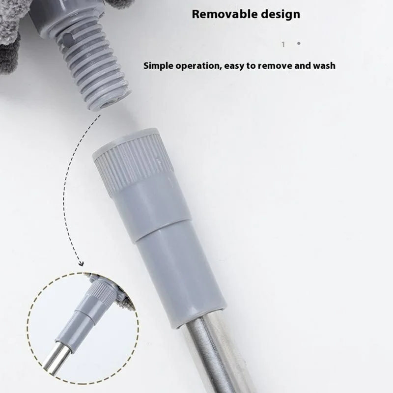 3 i 1 mikrofiberfjädrande dammsvep med teleskopisk stav, böjbar statisk dammsvepsborste