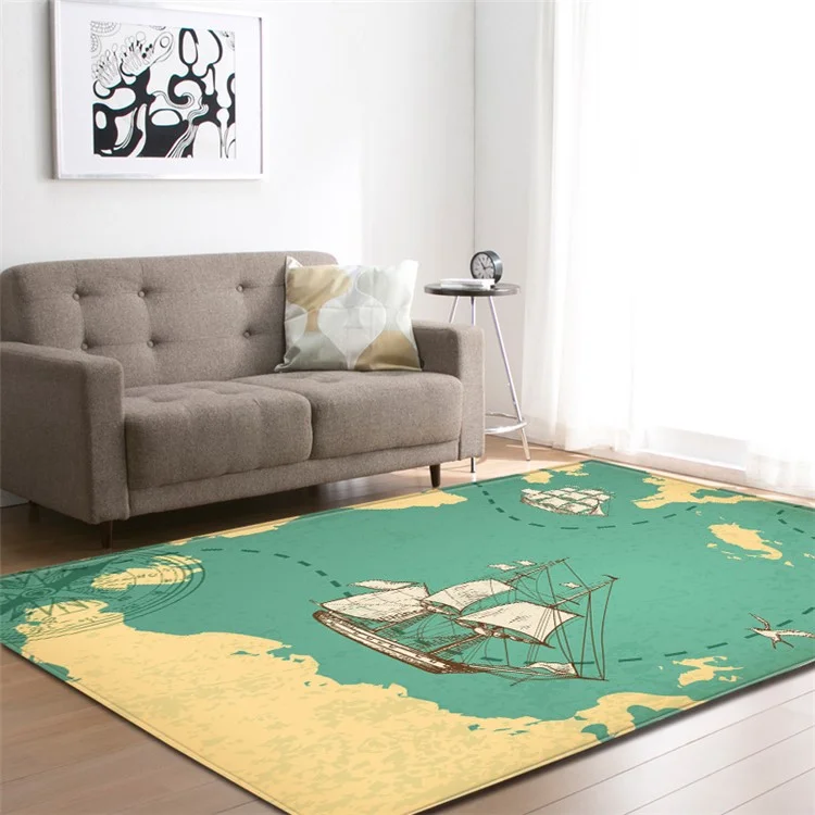 121.9 x 160cm Exotic Living Room Rug Anti-Slip Bedroom Vintage Carpet Flannel Baby Crawling Mat - DL0079
