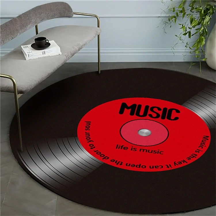 Retro CD Vinyl Record Carpet Diameter 100cm Round Rug Non-Slip Floor Mat For Living Room Bedroom - Style 1