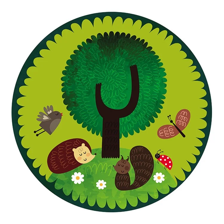 Cartoon Printed Round Carpet Diameter 100cm Absorbent Floor Mat Living Room Bedroom Rug Doormat - Little Hedgehog