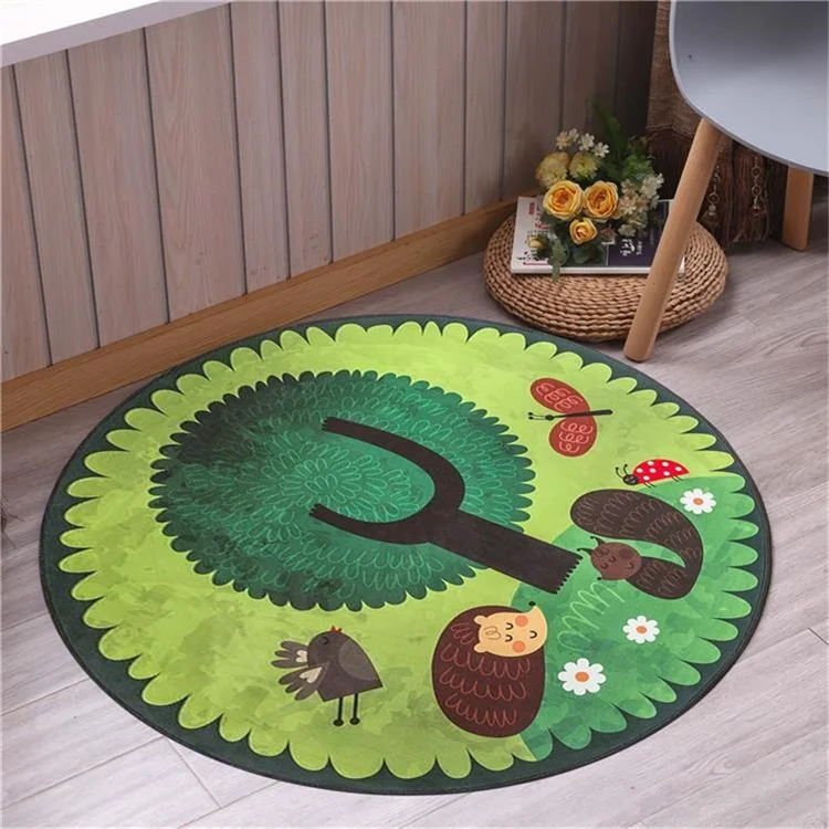 Cartoon Printed Round Carpet Diameter 100cm Absorbent Floor Mat Living Room Bedroom Rug Doormat - Little Hedgehog