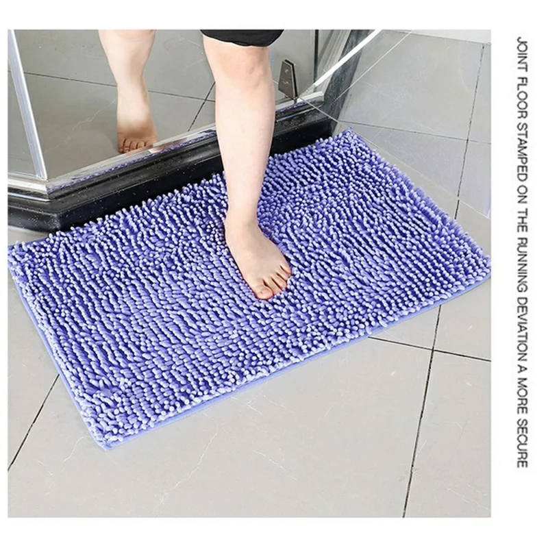 Bathroom Rug Mat 60x90cm Absorbent Water Bath Rug Non Slip Washable Chenille Shower Mat - Camel