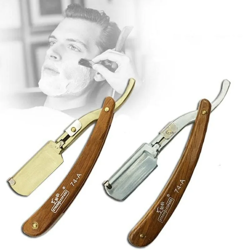 Men's Manual Hair Cutting Razor Folding Handle Barber Shaver Face Trimmer - White Handle