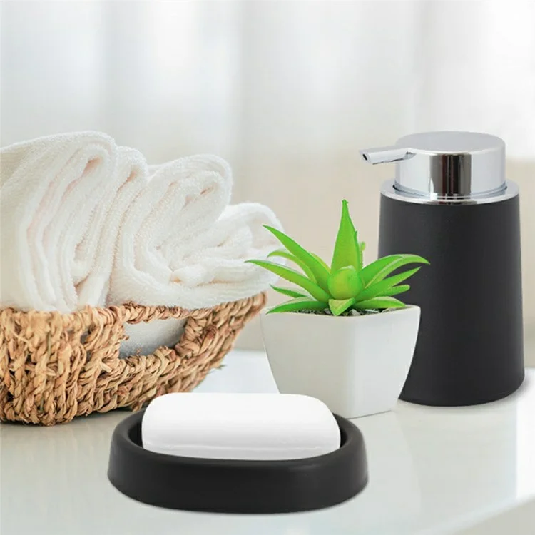 T223 6Pcs Bathroom Toothbrush Holder Rinse Cup Soap Dish Trash Can Toilet Brush Set - Grey