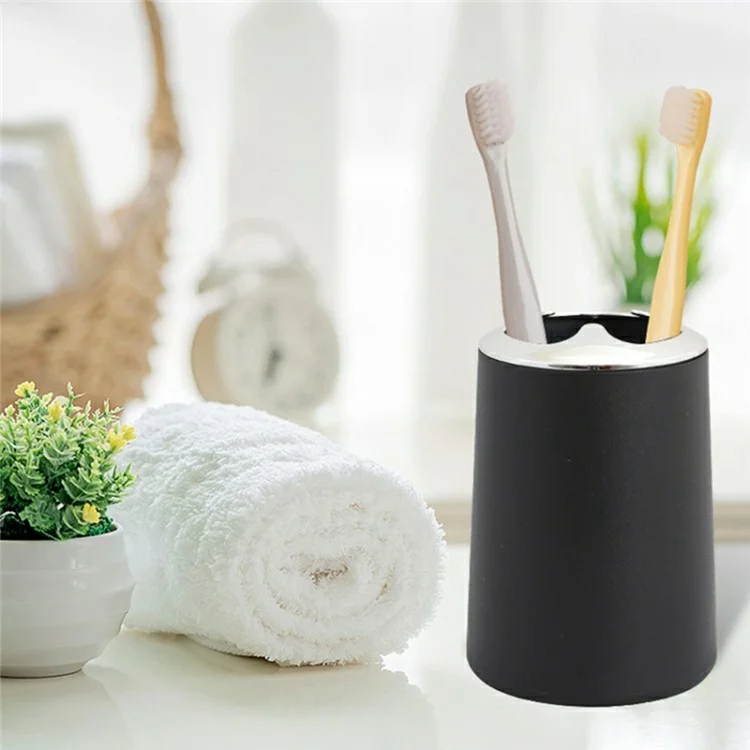 T223 6Pcs Bathroom Toothbrush Holder Rinse Cup Soap Dish Trash Can Toilet Brush Set - Grey