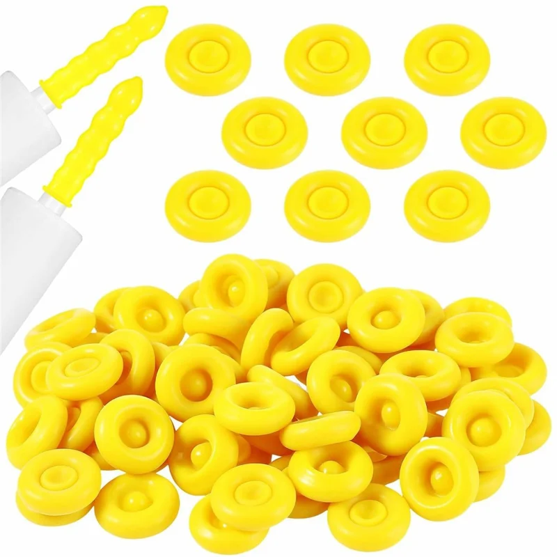 20Pcs Rubber Caulk Caps Leak Proof Caulking Saver Tube Sealer Glue Sealing Protector - Yellow