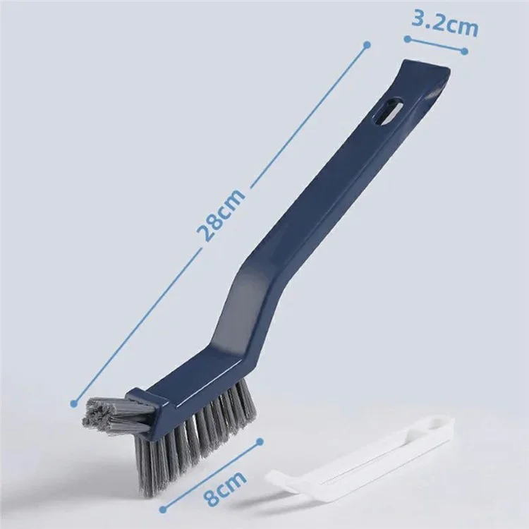 Multifunction Bathroom Brush Grout Cleaner Tile Scrubber Crevice Cleaning Hard Bristle Brush Built In Hair Clip - Blue