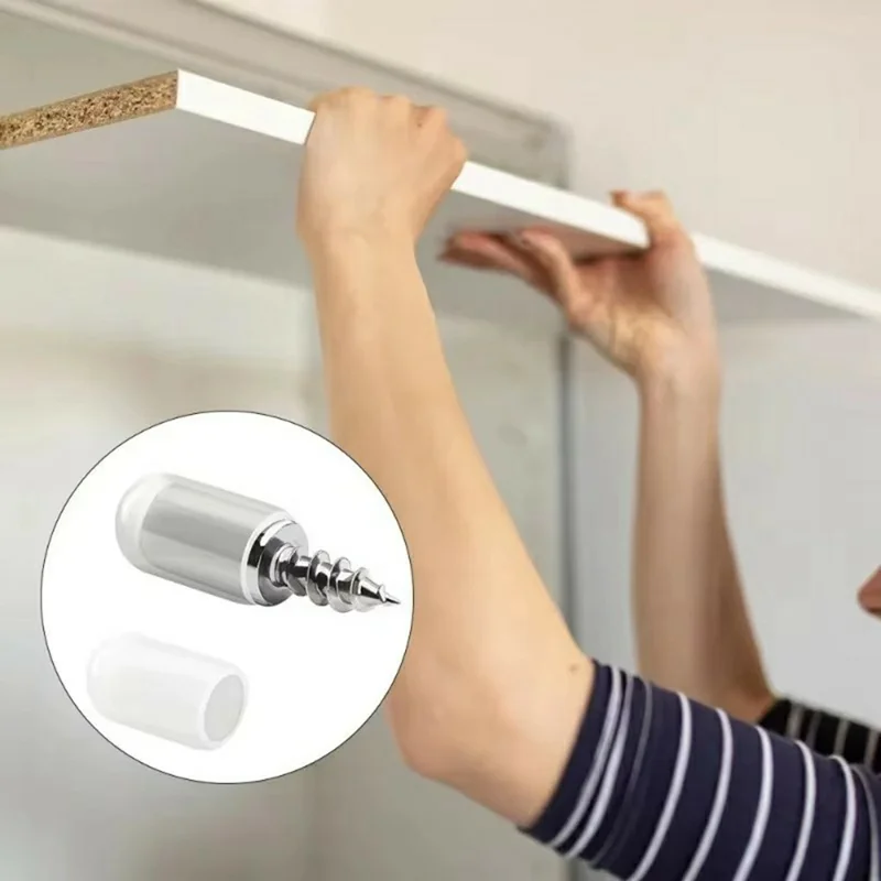 25 Sets Self Tapping Screws Furniture Mounting Pins with White Plastic Sleeves for Cabinet Wardrobe