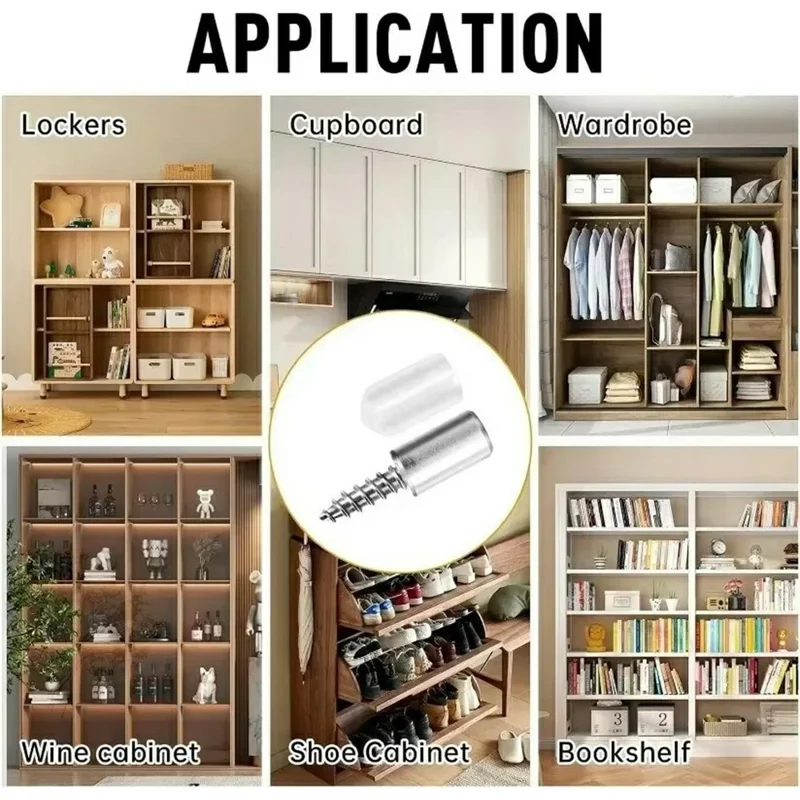 25 Sets Self Tapping Screws Furniture Mounting Pins with White Plastic Sleeves for Cabinet Wardrobe