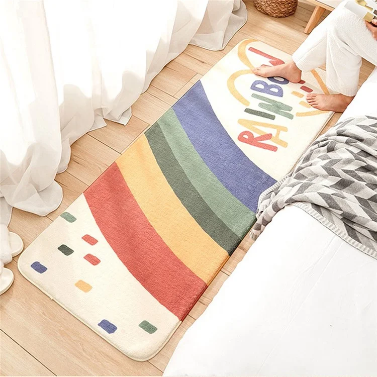 40x60cm Rainbow Home Bedroom Doormat Bedside Anti-Slip Rug Soft Cashmere Floor Mat