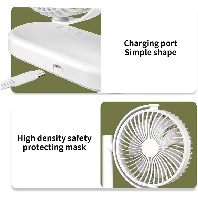 Ventilateur de bureau F-052 à double tête pour bureau ou dortoir, 3 vitesses, rechargeable par USB, circulateur d'air (Batterie intégrée de 4000 mAh)