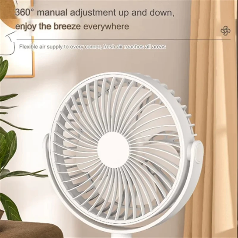 Stepless Speed Adjustable Portable Desktop Fan Quiet Summer Cooling Fan for Home Office - White