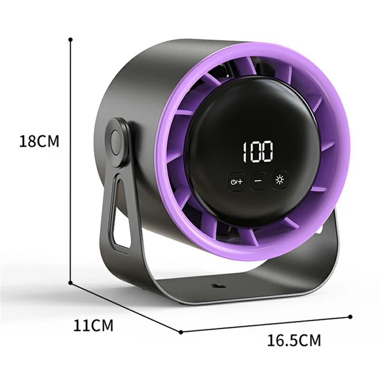 100 vitesses Ventilateur de bureau réglable Affichage numérique Ventilateur mural avec éclairage ambiant (Certifié CE) - Blanc