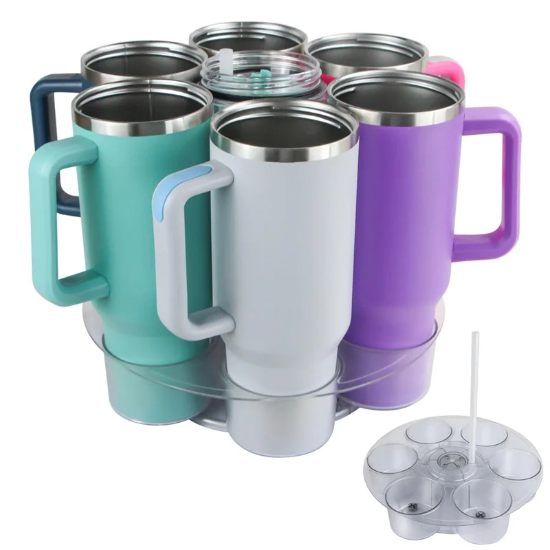 For Stanley 40 OZ Tumblers Cup Holder Rotating Tray Organizer 360° Carousel Storage Rack