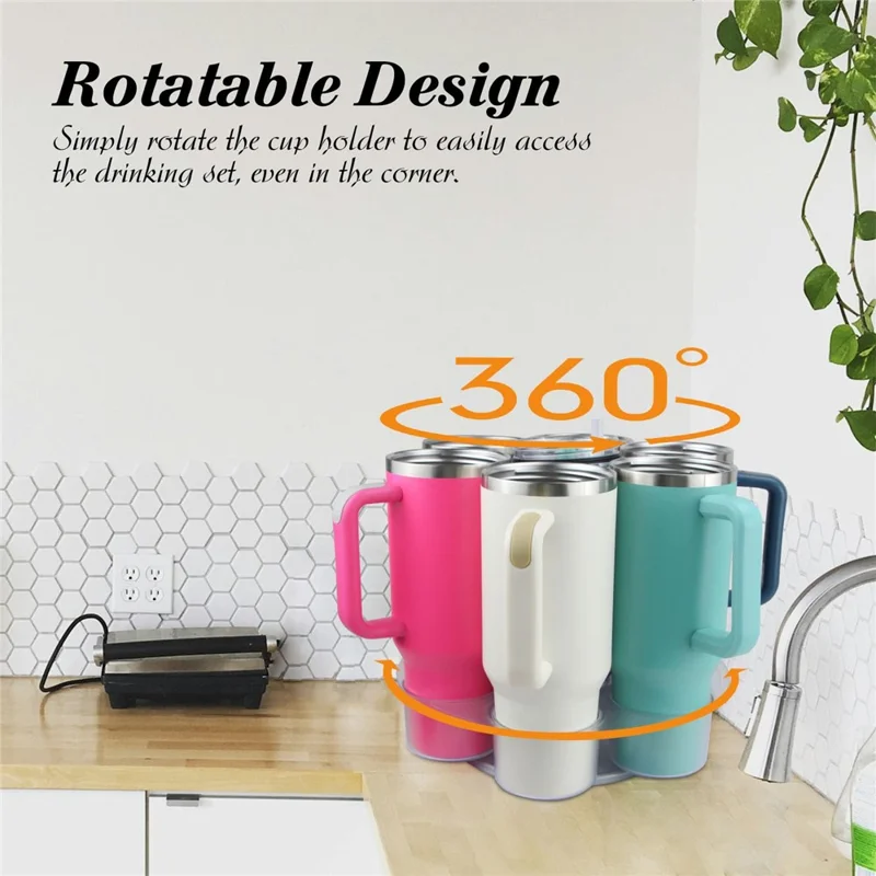 For Stanley 40 OZ Tumblers Cup Holder Rotating Tray Organizer 360° Carousel Storage Rack