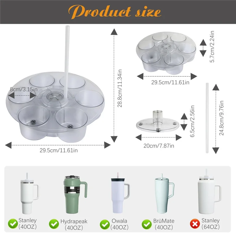 For Stanley 40 OZ Tumblers Cup Holder Rotating Tray Organizer 360° Carousel Storage Rack