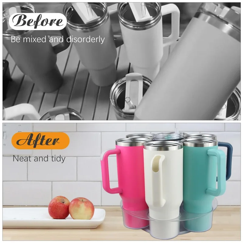 For Stanley 40 OZ Tumblers Cup Holder Rotating Tray Organizer 360° Carousel Storage Rack