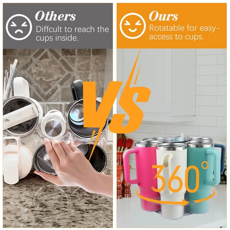 For Stanley 40 OZ Tumblers Cup Holder Rotating Tray Organizer 360° Carousel Storage Rack