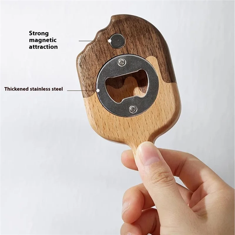 Wooden Ice Cream Shaped Bottle Opener Refrigerator Magnet Creative Beer Cap Lifter For Home Decor