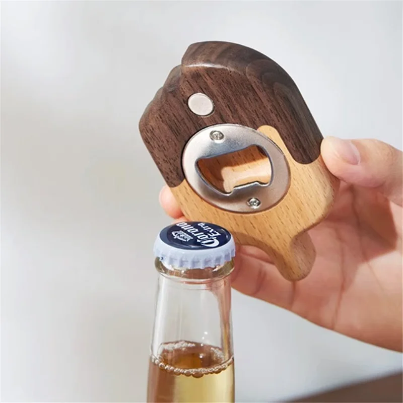 Wooden Ice Cream Shaped Bottle Opener Refrigerator Magnet Creative Beer Cap Lifter For Home Decor