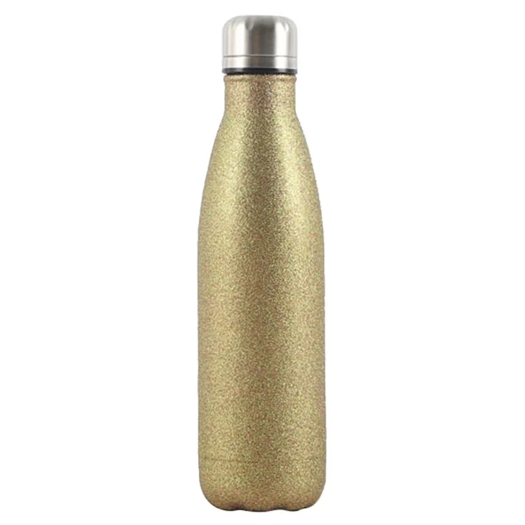 Bouteille isotherme en acier inoxydable 304 à col étroit de 500 ml (Certifiée SGS / Sans BPA) - Or Scintillant