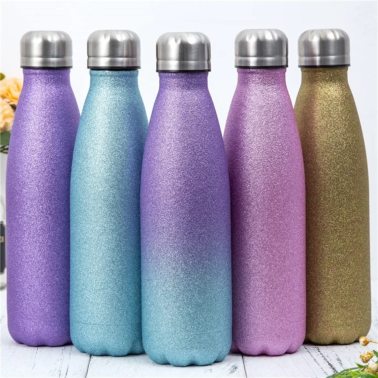 Bouteille isotherme en acier inoxydable 304 à col étroit de 500 ml (Certifiée SGS / Sans BPA) - Or Scintillant