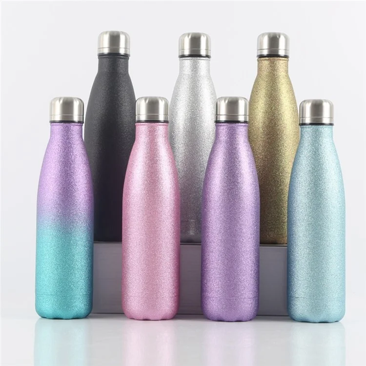 Bouteille isotherme en acier inoxydable 304 à col étroit de 500 ml (Certifiée SGS / Sans BPA) - Or Scintillant