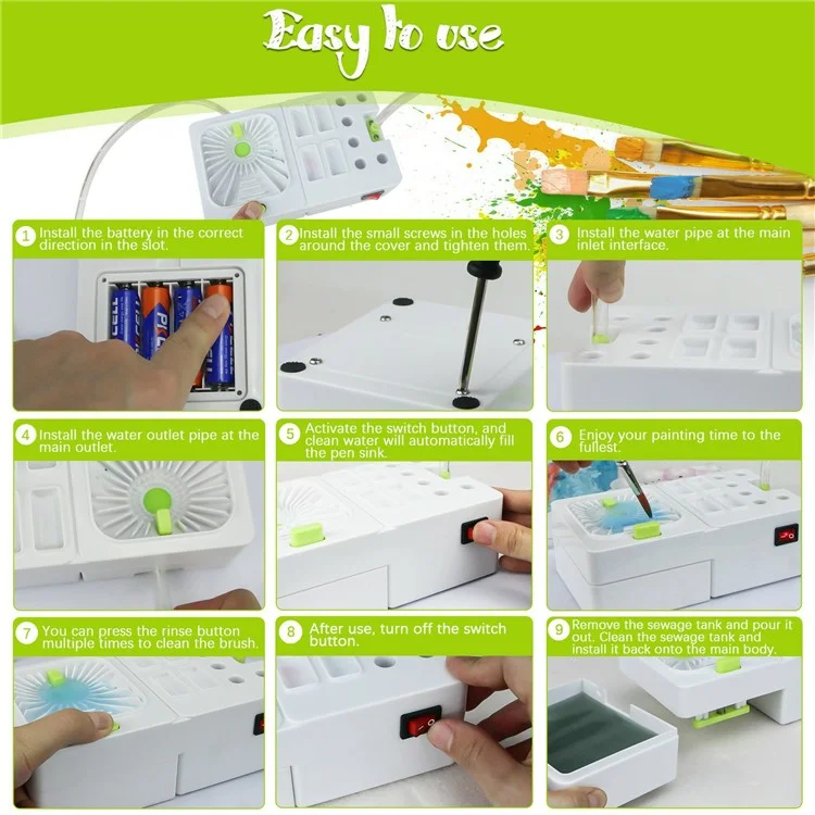 Limpiador de Pinceles Eléctrico con Lavado Automático por Circulación de Agua para Artistas, Pintores y Aficionados
