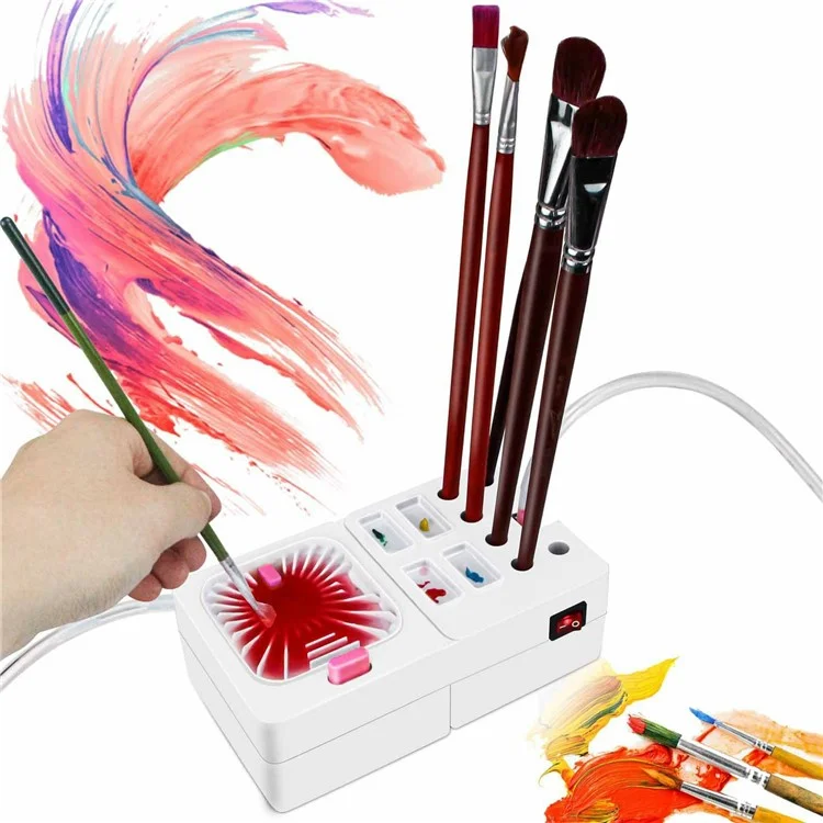 Limpiador de Pinceles Eléctrico con Lavado Automático por Circulación de Agua para Artistas, Pintores y Aficionados