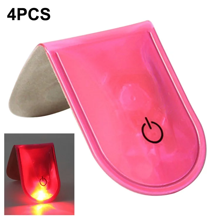 4Pcs LED Magnetic Clip Lights Safety Warning Flashers for Night Running Camping Outdoor Activities - Pink
