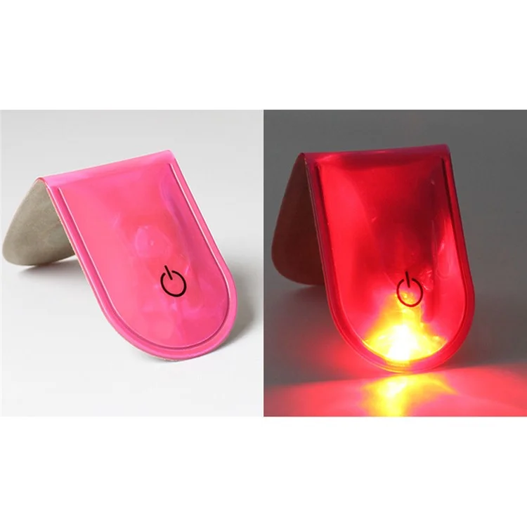 4Pcs LED Magnetic Clip Lights Safety Warning Flashers for Night Running Camping Outdoor Activities - Pink