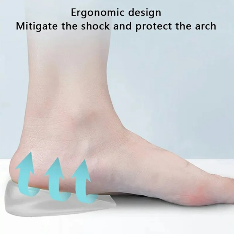 1cm Height Increase Transparent Silicone Insoles Shock Absorbing Invisible Heel Pad for Men