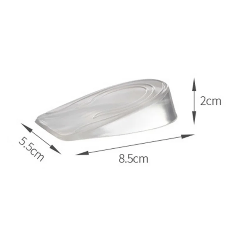 2cm Height Increase Transparent Silicone Insoles Shock Absorbing Invisible Heel Pad for Women