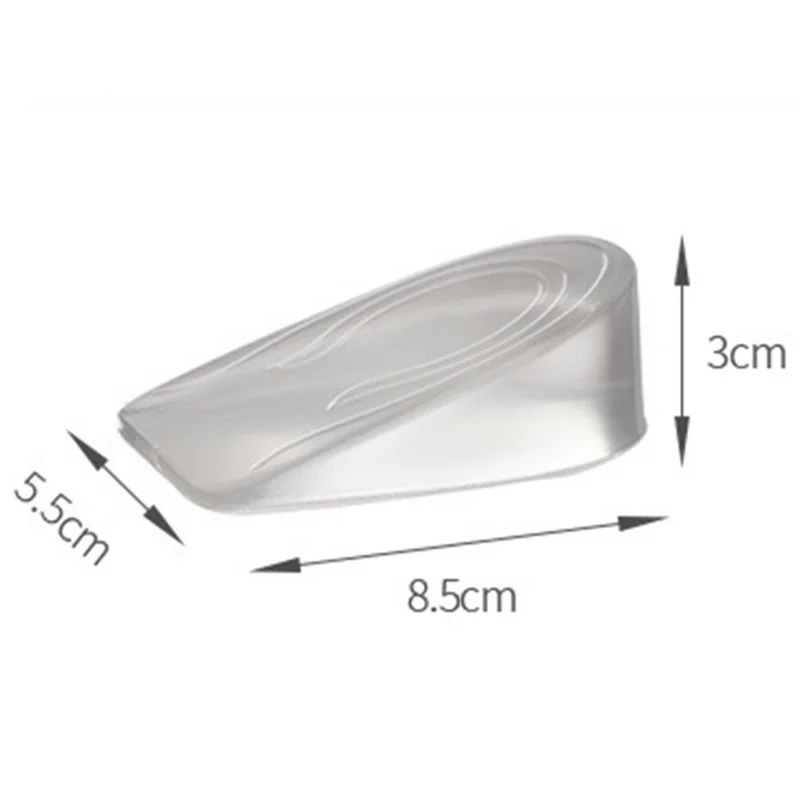 3cm Height Increase Transparent Silicone Insoles Shock Absorbing Invisible Heel Pad for Women