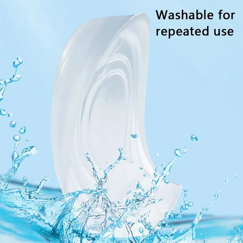 3cm Height Increase Transparent Silicone Insoles Shock Absorbing Invisible Heel Pad for Men