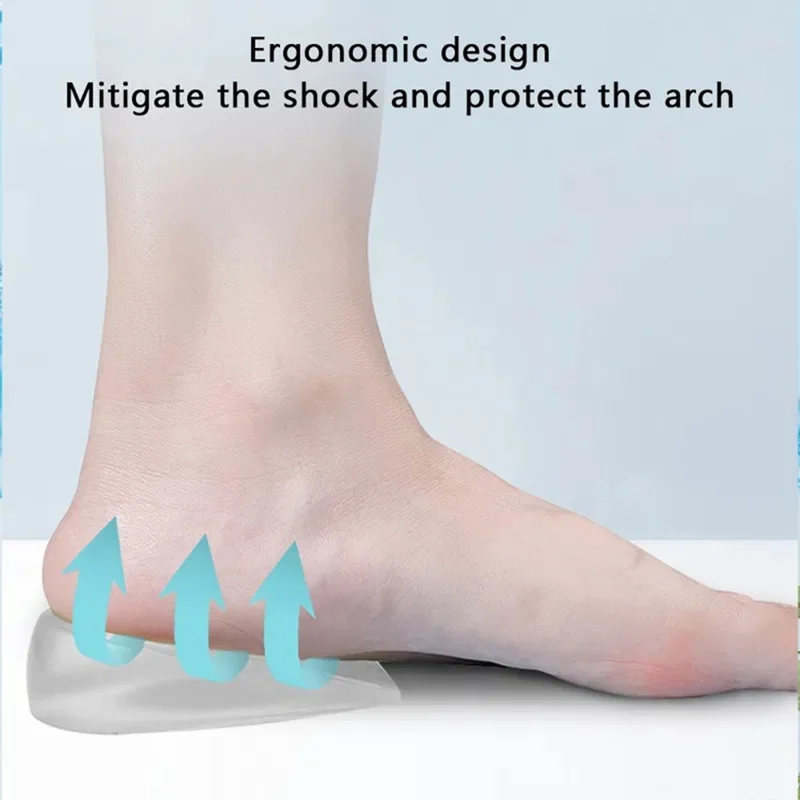 3cm Height Increase Transparent Silicone Insoles Shock Absorbing Invisible Heel Pad for Men