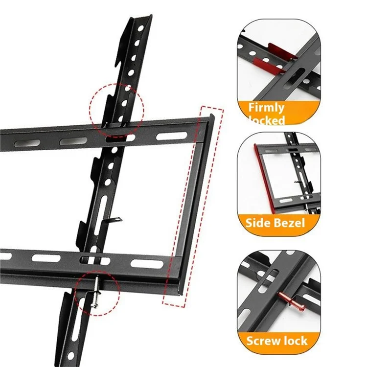 Universal TV Wall Mount for 26 - 63 Inch LCD Tvs 15 Degrees Tilt Cold Rolled Steel Television Bracket