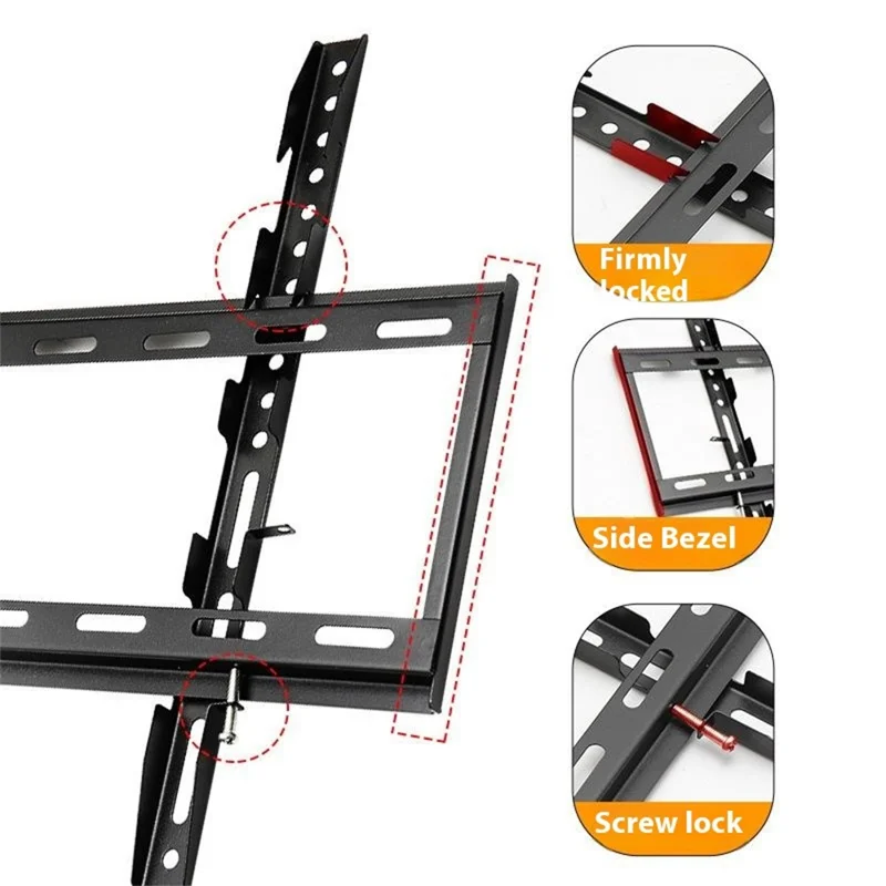 Universal TV Wall Mount for 32 - 70 Inch LCD Tvs 15 Degrees Tilt Cold Rolled Steel Television Bracket
