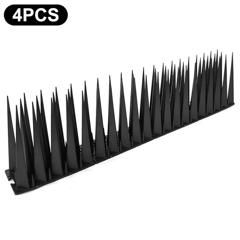 4Pcs Garden Anti-Climbing Spikes Birds Cats Repellent Wall Fence Protection Device - Black