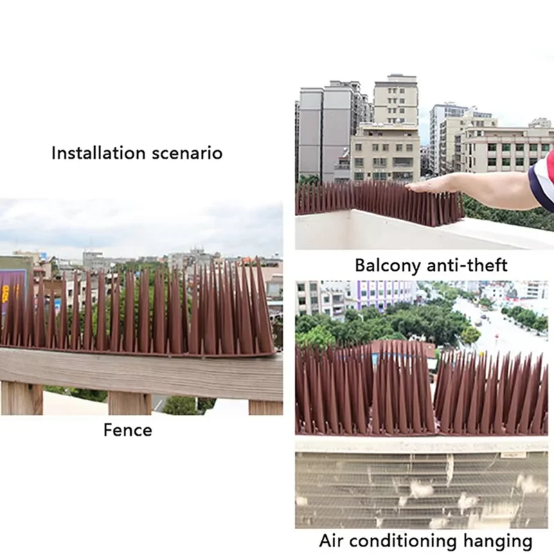 4Pcs Garden Anti-Climbing Spikes Birds Cats Repellent Wall Fence Protection Device - Black